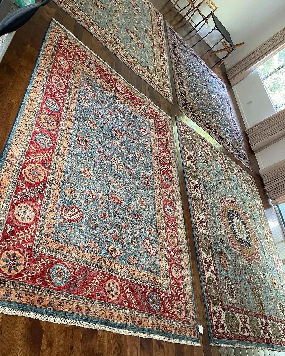 Blue-Ground Geometric Carpet