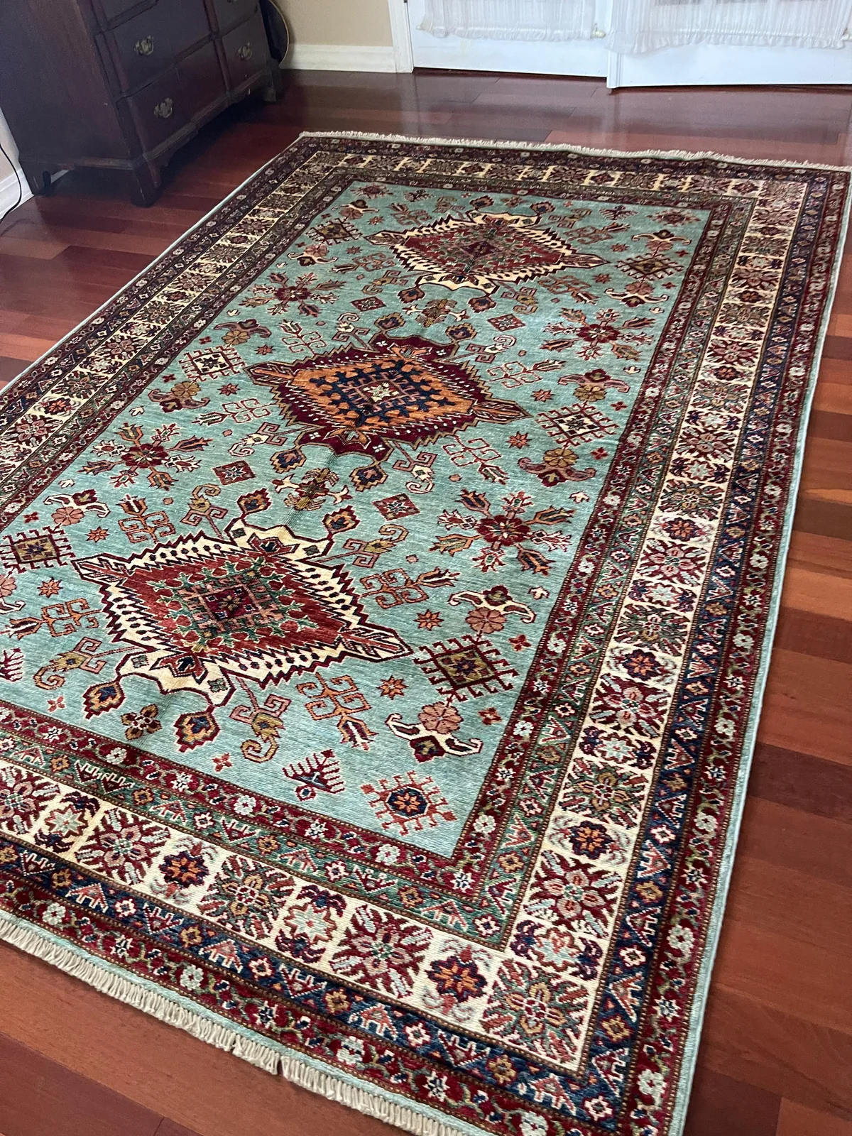 Teal Kazak Carpet